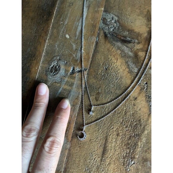 Child of Wild Star Moon Double Layered Necklace Silver Tone - Picture 8 of 8